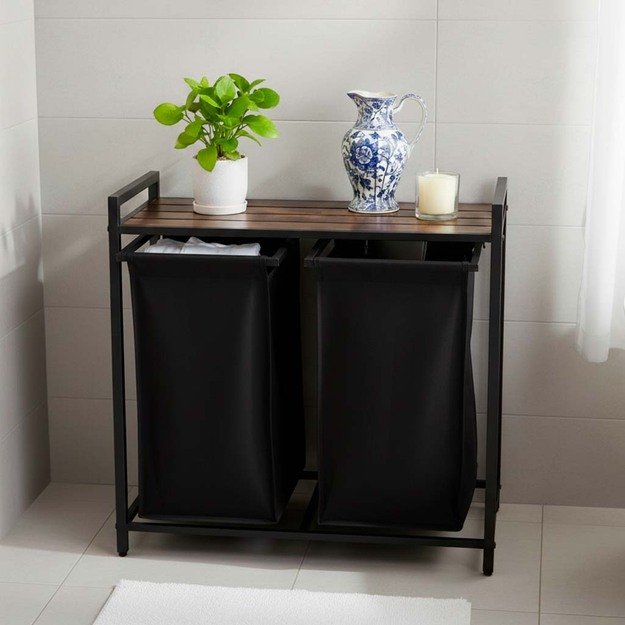 Skalbinių krep&scaron;ys 2 skyriai su lentyna vir&scaron;uje, palėpės &scaron;iuk&scaron;liadėžė 80 l