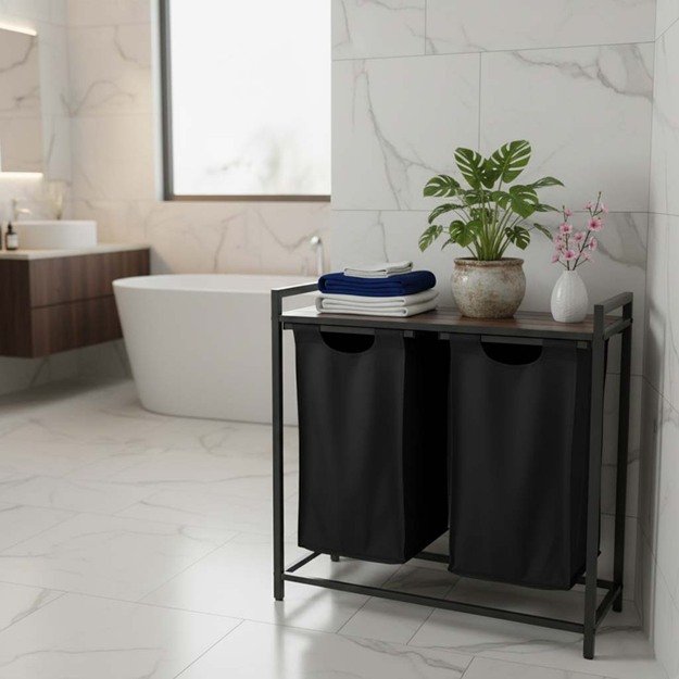 Skalbinių krep&scaron;ys 2 skyriai su lentyna vir&scaron;uje, palėpės &scaron;iuk&scaron;liadėžė 80 l