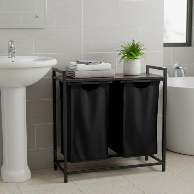 Skalbinių krep&scaron;ys 2 skyriai su lentyna vir&scaron;uje, palėpės &scaron;iuk&scaron;liadėžė 80 l