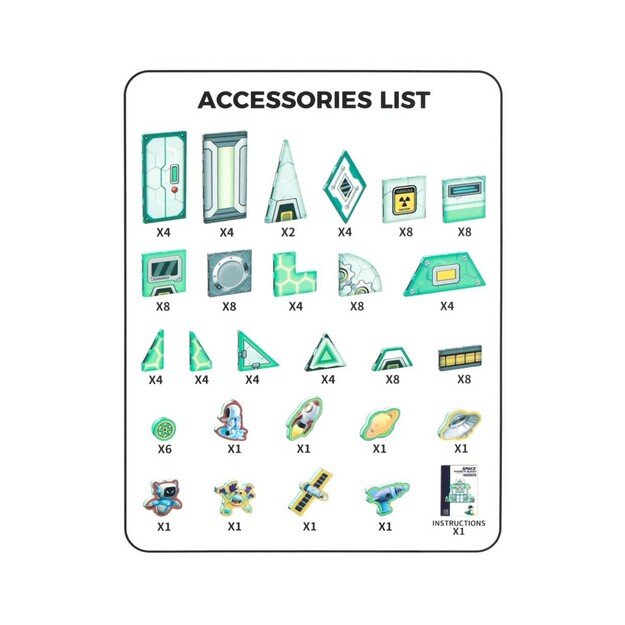 Magnetiniai statybiniai blokai kosminė stotis 108 elementai