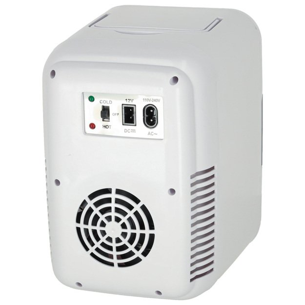 Elektrinis automobilinis mini kelioninis &scaron;aldytuvas maistui, kosmetikai, &scaron;ildymui, &scaron;aldymui 2in1, 4L, baltos spalvos