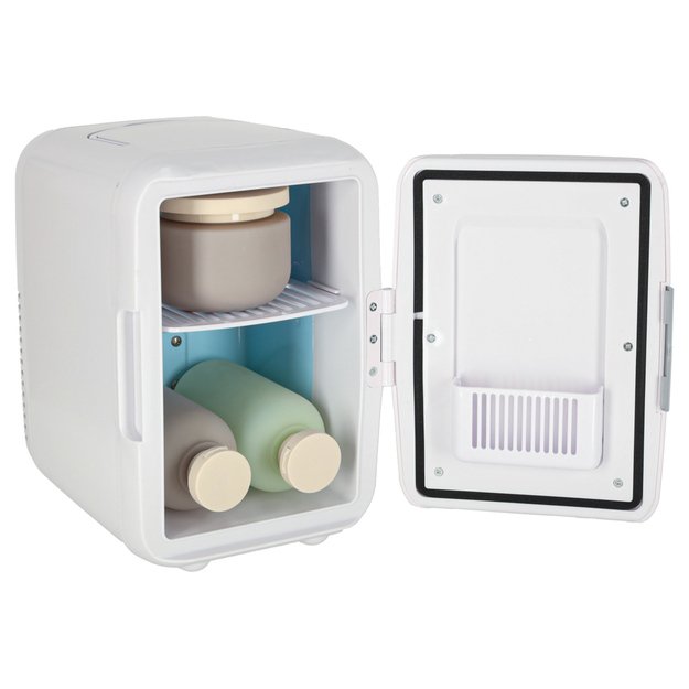 Elektrinis automobilinis mini kelioninis &scaron;aldytuvas maistui, kosmetikai, &scaron;ildymui, &scaron;aldymui 2in1, 4L, baltos spalvos