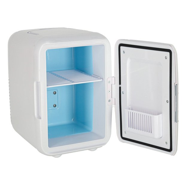 Elektrinis automobilinis mini kelioninis &scaron;aldytuvas maistui, kosmetikai, &scaron;ildymui, &scaron;aldymui 2in1, 4L, baltos spalvos