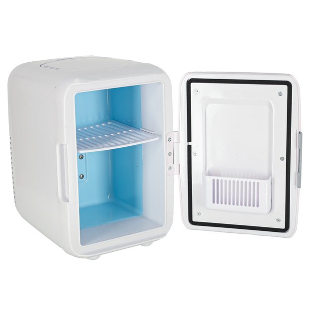 Elektrinis automobilinis mini kelioninis &scaron;aldytuvas maistui, kosmetikai, &scaron;ildymui, &scaron;aldymui 2in1, 4L, baltos spalvos
