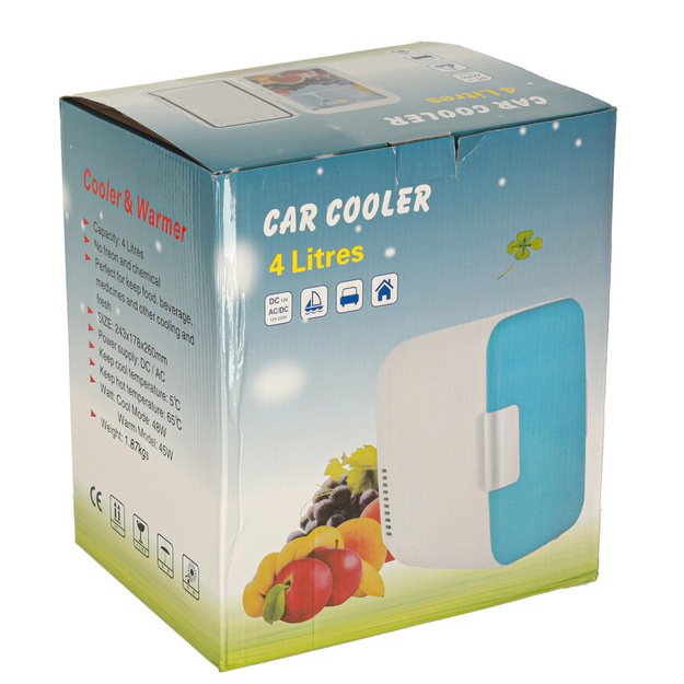 Elektrinis automobilinis mini kelioninis &scaron;aldytuvas maistui, kosmetikai, &scaron;ildymui, &scaron;aldymui 2in1, 4L, baltos spalvos