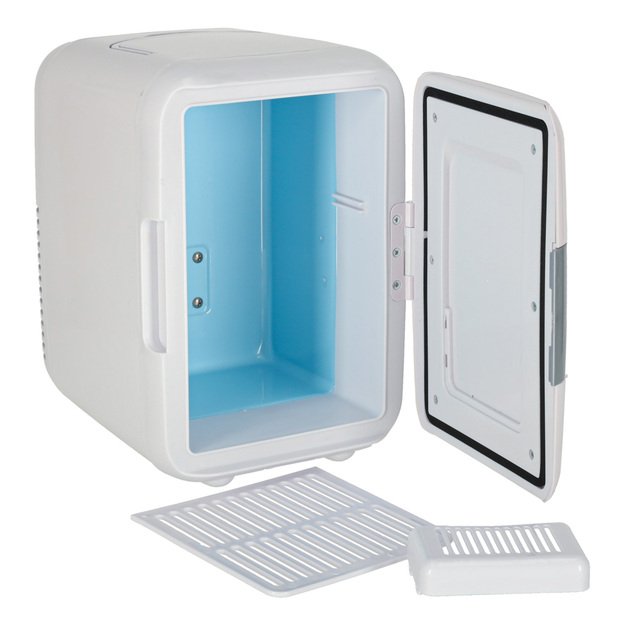 Elektrinis automobilinis mini kelioninis &scaron;aldytuvas maistui, kosmetikai, &scaron;ildymui, &scaron;aldymui 2in1, 4L, baltos spalvos