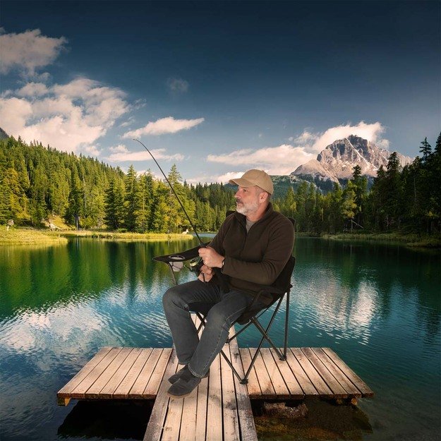 LUARO žvejybinė sulankstoma kempingo kėdė juoda