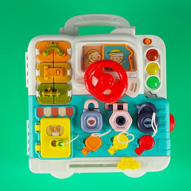 Sensorinė montessori manipuliacinė lenta montessori dėklas rankenėlės me&scaron;kiukas XXL &scaron;viesa garsas