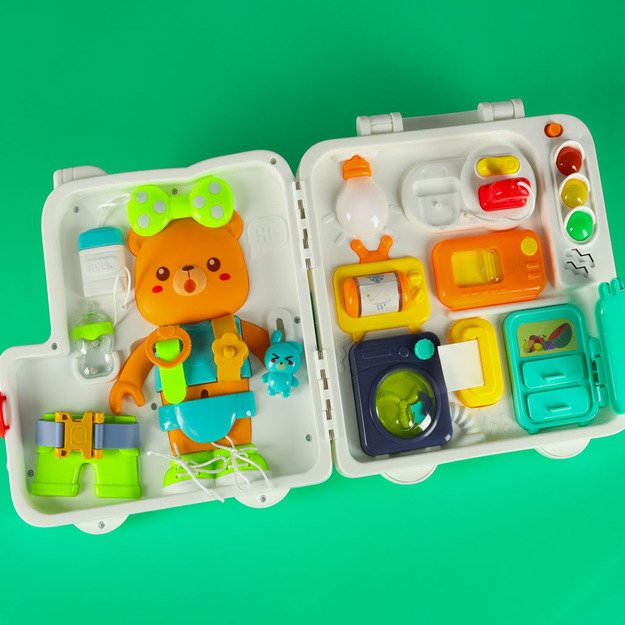 Sensorinė montessori manipuliacinė lenta montessori dėklas rankenėlės me&scaron;kiukas XXL &scaron;viesa garsas