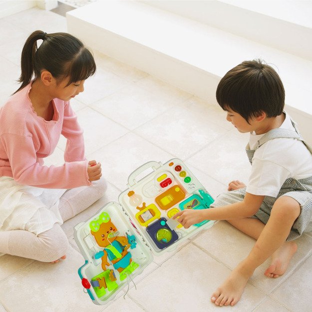 Sensorinė montessori manipuliacinė lenta montessori dėklas rankenėlės me&scaron;kiukas XXL &scaron;viesa garsas