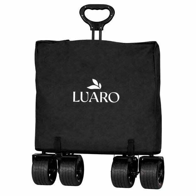 LUARO paplūdimio transportavimo vežimėlis sulankstomas su stogeliu ir tinkleliu, juodas