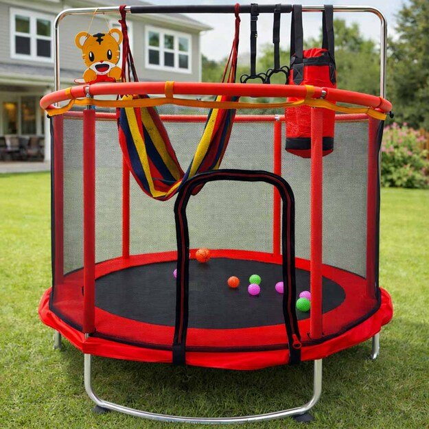 Vaikų batutas sodo kamuolio tinklas krep&scaron;inio kamuolys 155cm raudonas