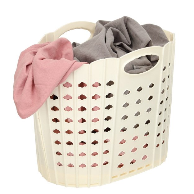 Skalbinių krep&scaron;ys, sulankstomas vonios kambario organizatorius, kreminis