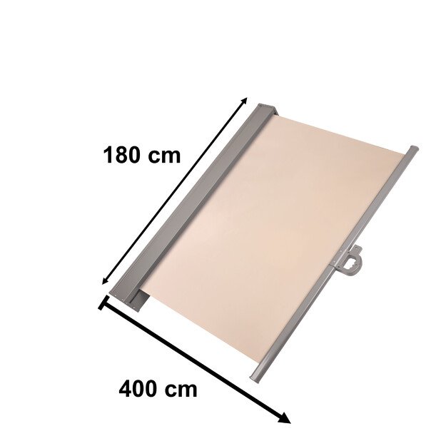 &Scaron;oninės terasos markizės LUARO i&scaron;traukiamas ekranas 180 x 400 cm, smėlio spalvos