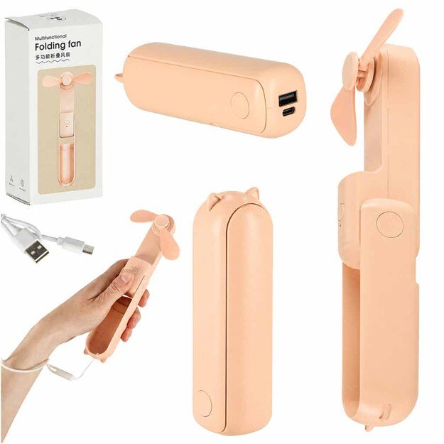 Stalinis ventiliatorius mini rankinis sulankstomas ventiliatorius ne&scaron;iojamas USB rožinės spalvos