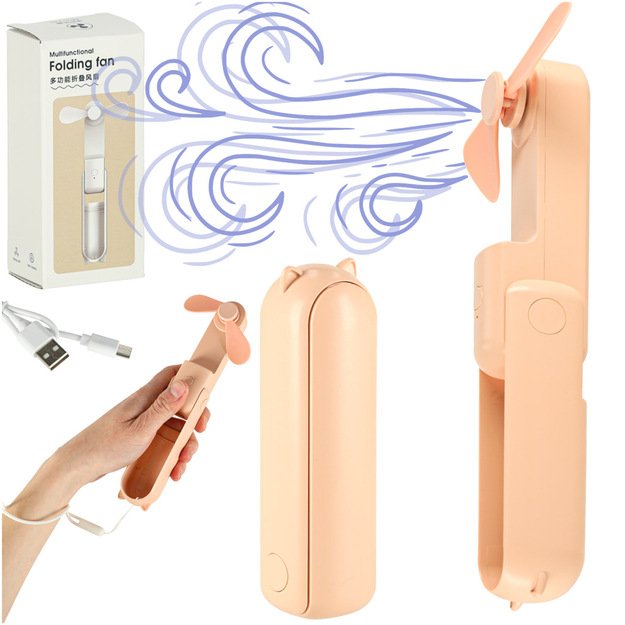 Stalinis ventiliatorius mini rankinis sulankstomas ventiliatorius ne&scaron;iojamas USB rožinės spalvos
