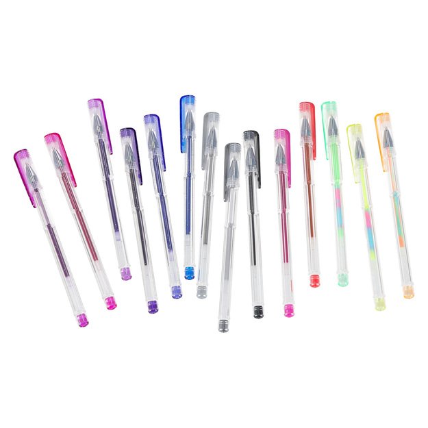 Spalvoti geliniai ra&scaron;ikliai dėkle 100 vnt. + 100 pildomųjų talpyklų