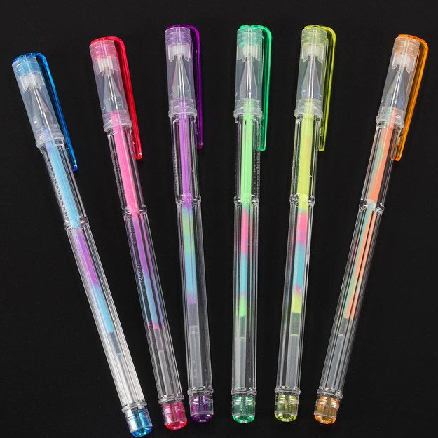 Spalvoti geliniai ra&scaron;ikliai dėkle 100 vnt. + 100 pildomųjų talpyklų