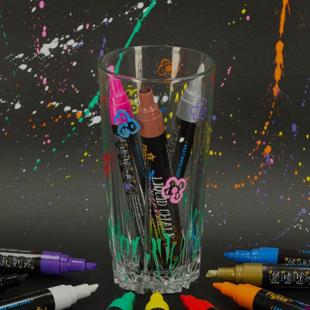 Kreidiniai stikliniai žymekliai 12 vnt.