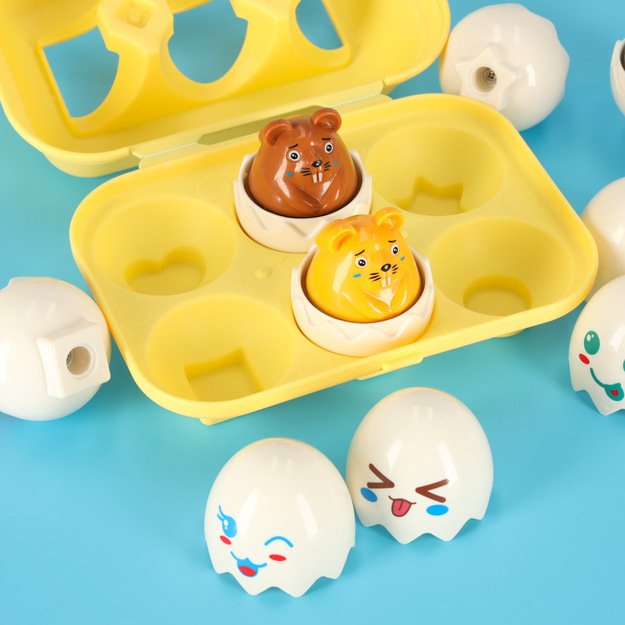 mokomoji dėlionė, atitinkanti formas, kiau&scaron;iniai, montessori gyvūnai 6 vnt.