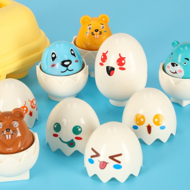 mokomoji dėlionė, atitinkanti formas, kiau&scaron;iniai, montessori gyvūnai 6 vnt.