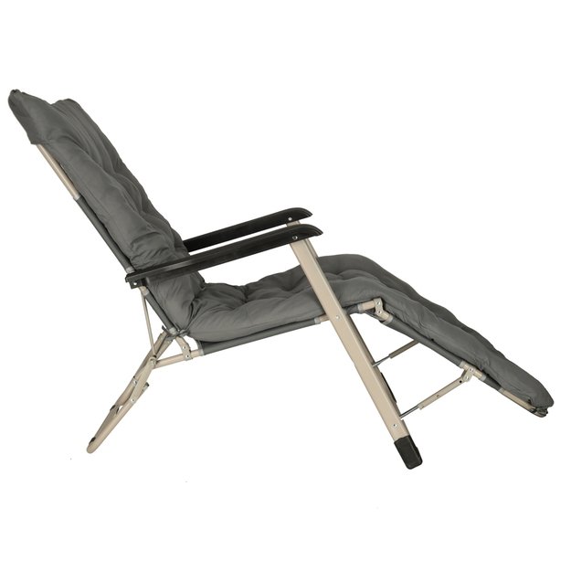 LUARO sodo gultas turistinė sulankstoma kėdė su pagalvėle pilka