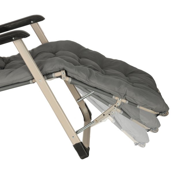 LUARO sodo gultas turistinė sulankstoma kėdė su pagalvėle pilka