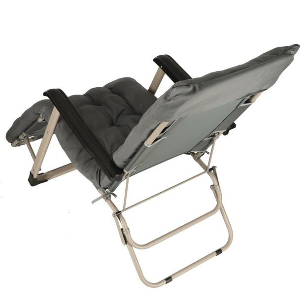LUARO sodo gultas turistinė sulankstoma kėdė su pagalvėle pilka