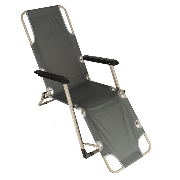 LUARO sodo gultas turistinė sulankstoma kėdė su pagalvėle pilka