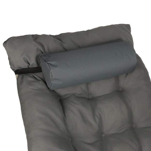 LUARO sodo gultas turistinė sulankstoma kėdė su pagalvėle pilka