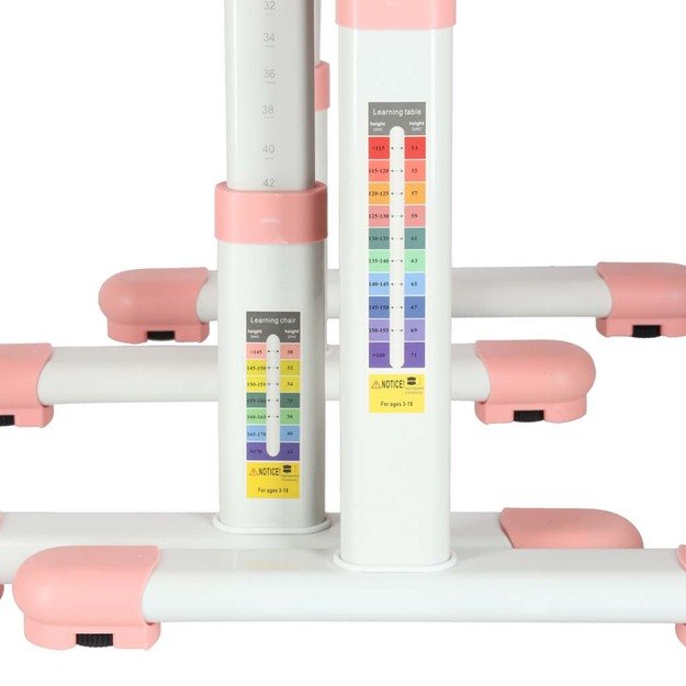 Vaiki&scaron;kas ra&scaron;omasis stalas su stalčiumi, kėdės lempa rožinės spalvos