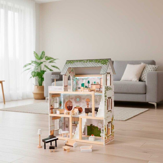 LULILO medinis lėlių namelis FLORO boho LED