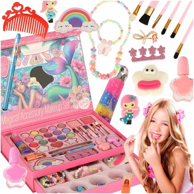 Makiažo ir nagų rinkinys kosmetika makiažas kosmetika &scaron;e&scaron;ėliai lakai stalčiai undinė