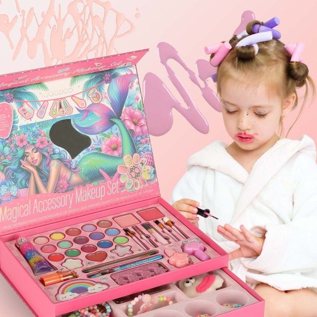 Makiažo ir nagų rinkinys kosmetika makiažas kosmetika &scaron;e&scaron;ėliai lakai stalčiai undinė