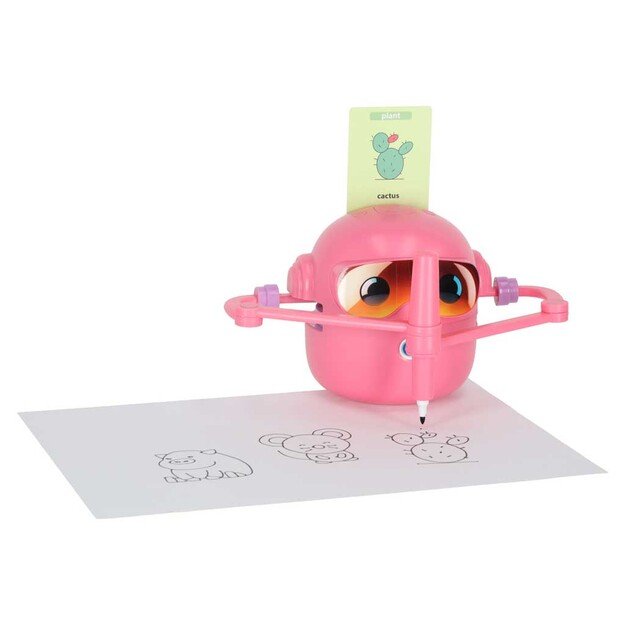 Interaktyvus mokomasis robotas-žaislas, mokantis pie&scaron;ti flomasteriais rožinės spalvos