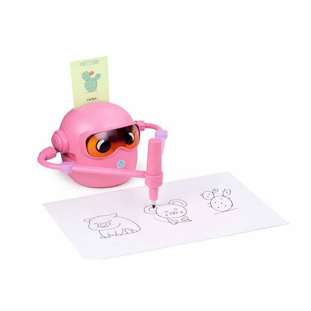 Interaktyvus mokomasis robotas-žaislas, mokantis pie&scaron;ti flomasteriais rožinės spalvos