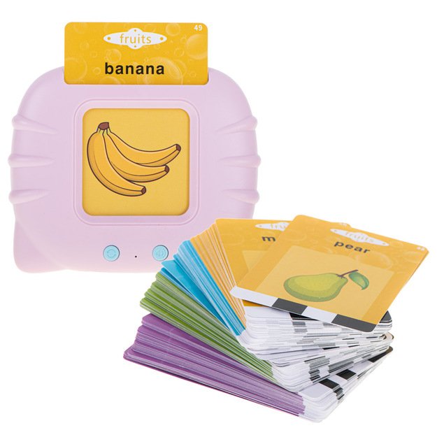 Mokomasis anglų kalbos žodžių kortelių skaitytuvas 112 kortelių rožinis