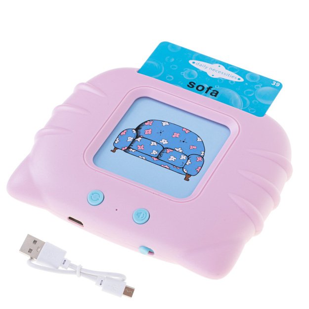 Mokomasis anglų kalbos žodžių kortelių skaitytuvas 112 kortelių rožinis