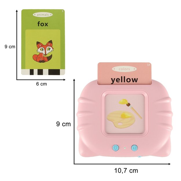 Mokomasis anglų kalbos žodžių kortelių skaitytuvas 112 kortelių rožinis