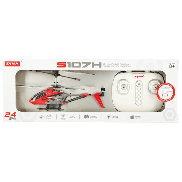 SYMA S107H RC sraigtasparnis 2.4GHz RTF raudonos spalvos