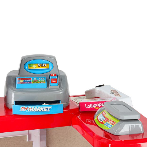 Prekybos centrų parduotuvių kasos aparatas + vežimėlis 2 modelis