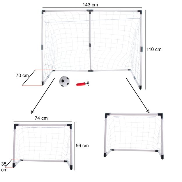 Vaikų futbolo vartai 2in1 143x110x70cm