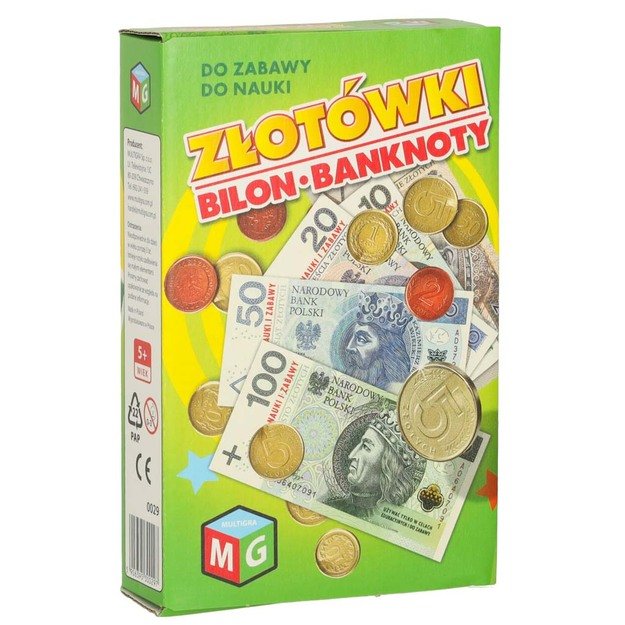 Pinigų pažinimas ir žaidimas su jais Monetos ir banknotai 5+ MULTIGRA