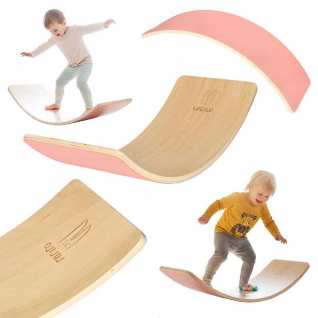 LULILO Ajlo vaikiška balansinė lenta su veltiniu rožinės spalvos