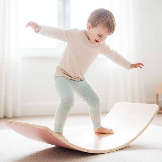 LULILO Ajlo vaikiška balansinė lenta su veltiniu rožinės spalvos