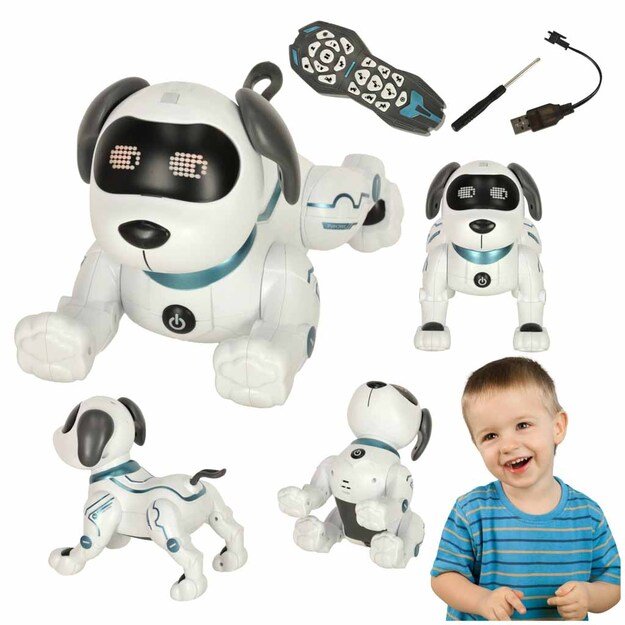 Interaktyvus &scaron;uns nuotolinio valdymo RC robotas &scaron;okinėja dainuoja