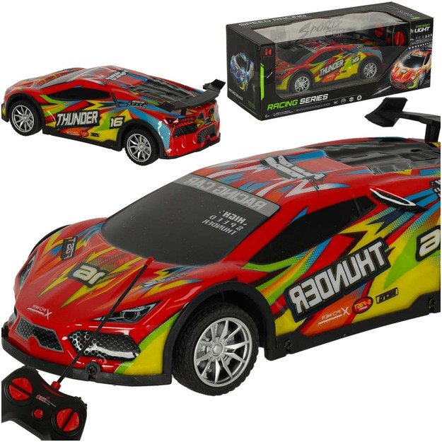 RC sportinis automobilis raudonos spalvos su pulteliu