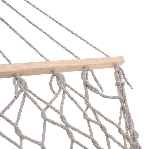 Sodo hamakas boho tinklelio kutai, kabantis gultais, makramė 200cm Pilka 3