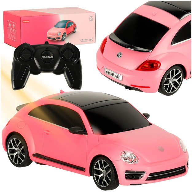 Rastar 76200-4 Volkswagen Beetle-UV nuotolinio valdymo automobilis 1:24 rožinis