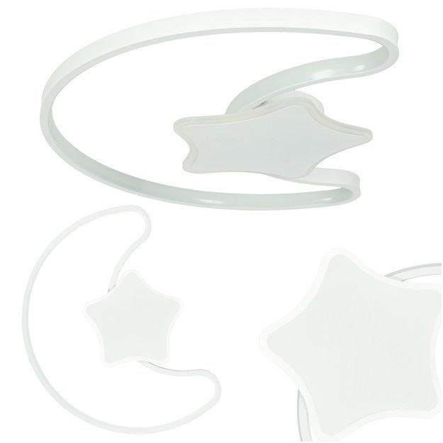 LED lubinis plafonas vaikų kambariui LUMELA + nuotolinio valdymo pultas mėnulio baltumo